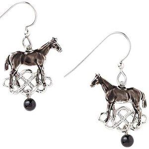 Silver Forest Silvertone Horse Dangle Earrings